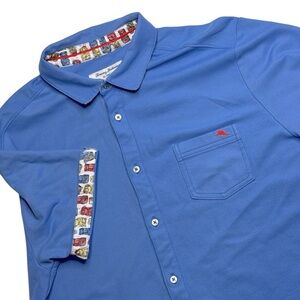 Tommy Bahama Island Zone Button down‎ with contrast Tiki Trim Mens Large Blue
